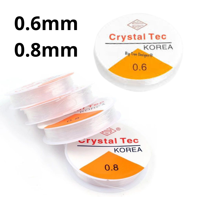 Fio de silicone QUE ESTICA para pulseira 0.6mm 0.8mm CRYSTAL TEC (10 metros/cada) RWR