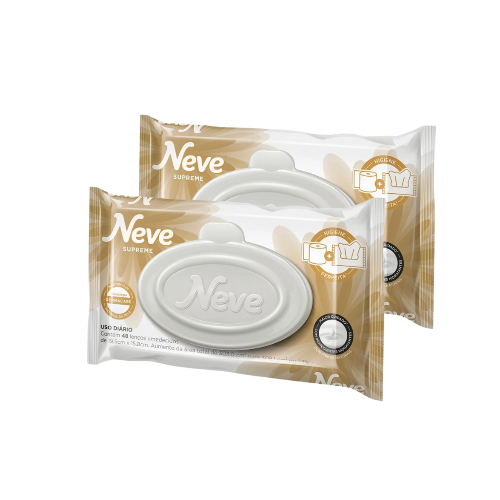 Kit 02 Pacotes de Lenços Umedecidos Supreme com 48 lenços cada Neve
