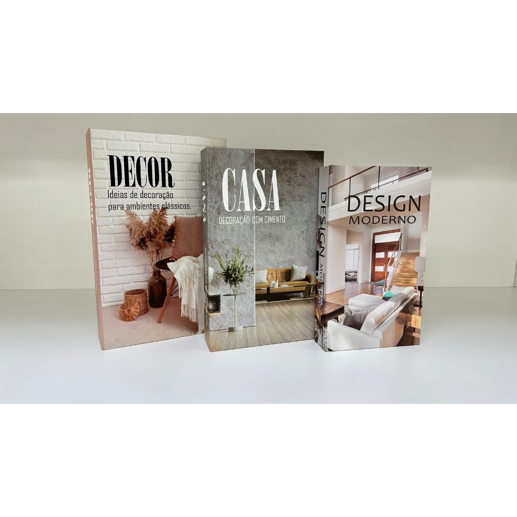 Kit Livro Decorativo 3 Peças Caixa Organizadora Livro Fake Porta Objetos Porta Treco Multiuso