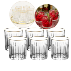 Copo De Whisky Borda Dourada Cristal Ecológico Bebidas Drinks Baixos 310ml Soho 6 Unidades