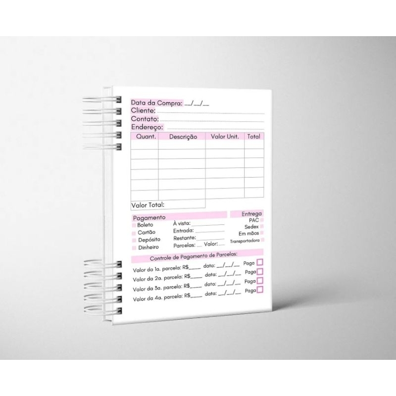 Caderno Controle De Vendas À Prazo, Parceladas, Fiado 100 Folhas frente e verso Vendas capa dura