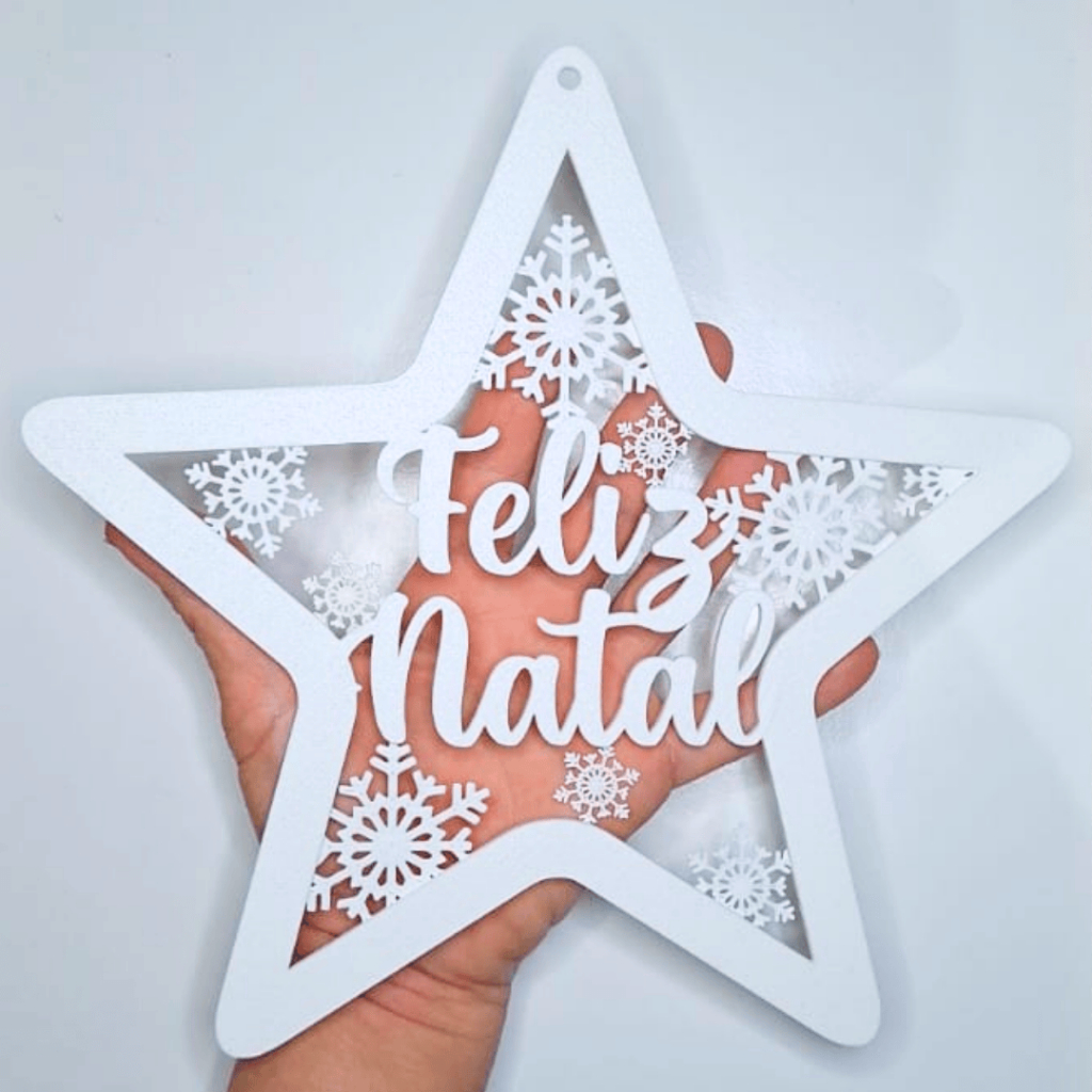 Guirlanda Estrela Feliz Natal – Enfeites de Natal e Decoração de Natal para Casa Externo