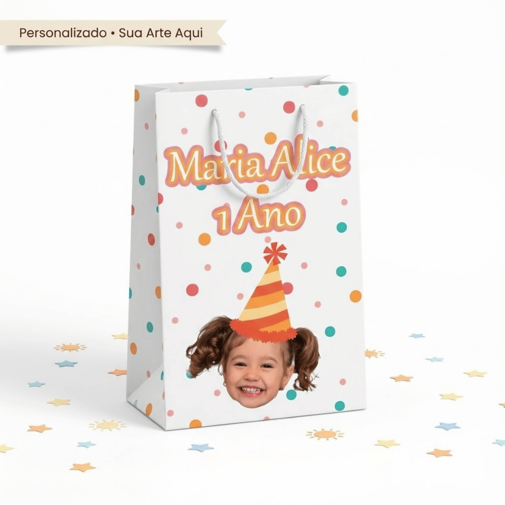 Sacolinha Surpresa  Com Foto - Qualquer tema - Sacola Lembrancinha - Personalizados Aniversario Festa