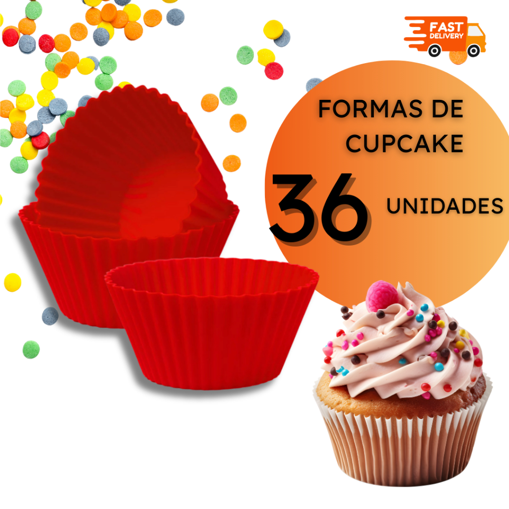 Forminhas de Silicone para Cupcake Mini Bolo Muffin Doces Formas Antiaderentes - 12, 24 ou 36 em Oferta na Shopee