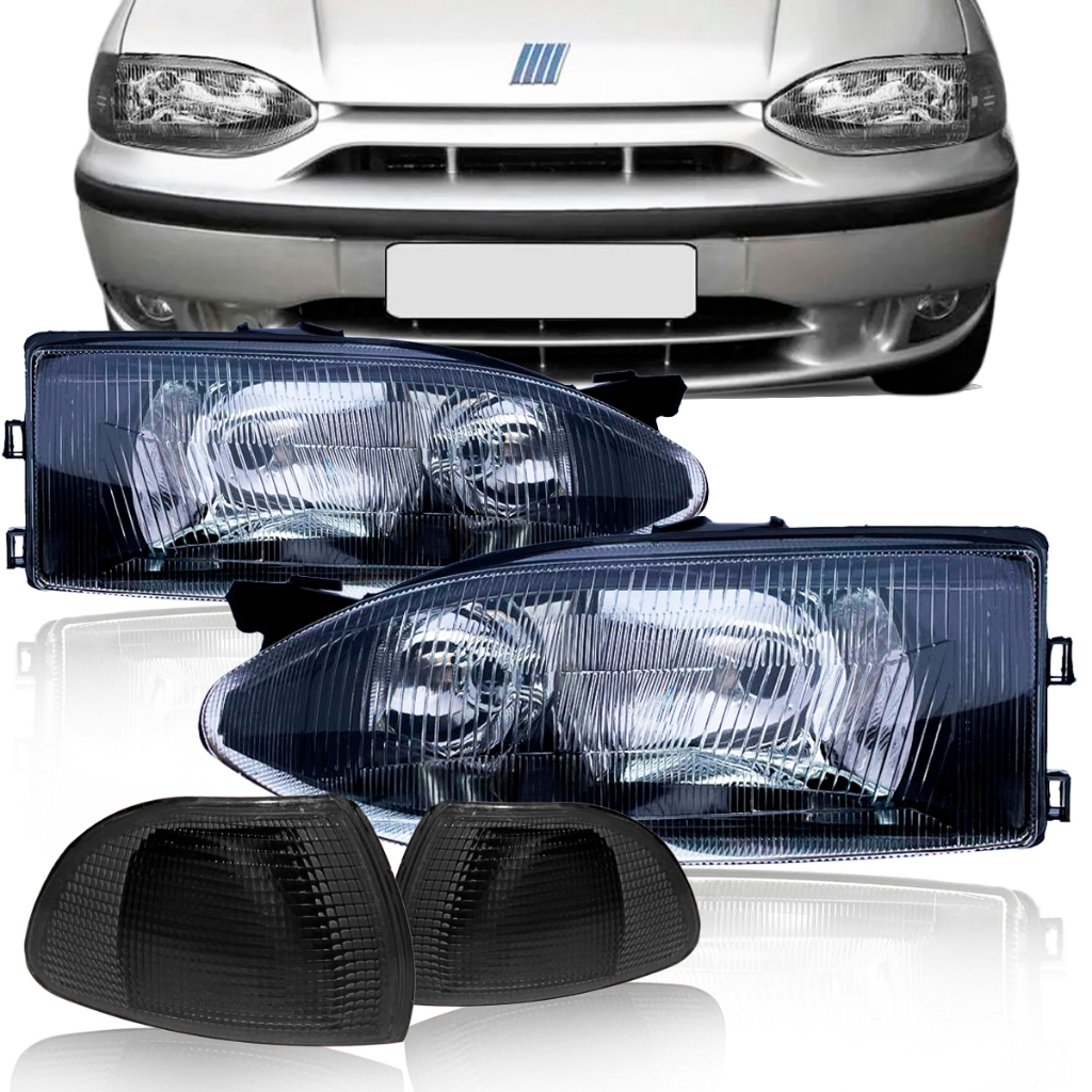 Par Farol Foco Duplo Palio Máscara Negra + Pisca 1999 À 2002 em Oferta na Shopee