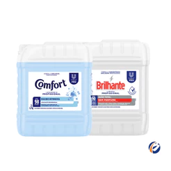 Kit Lava Roupas Líquido Ação Total sem Perfume Brilhante 7L + Amaciante Comfort 7L
