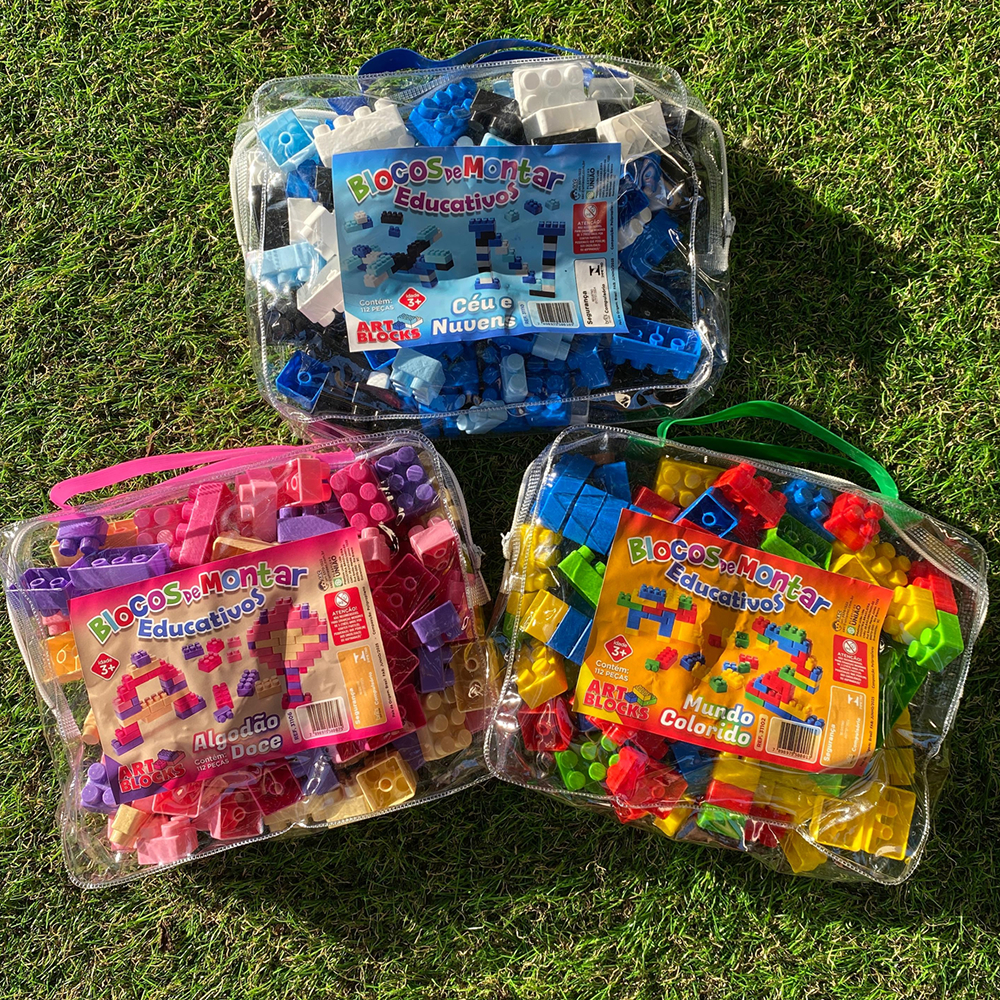 Brinquedos Bloco de Montar Com Mala Maleta 112 Peças Várias Cores Menino Menina Ótima Qualidade em Oferta na Shopee