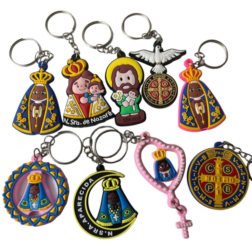 Chaveiros Católicos Premium – Escolha Seu Santo de Devoção em Oferta na Shopee
