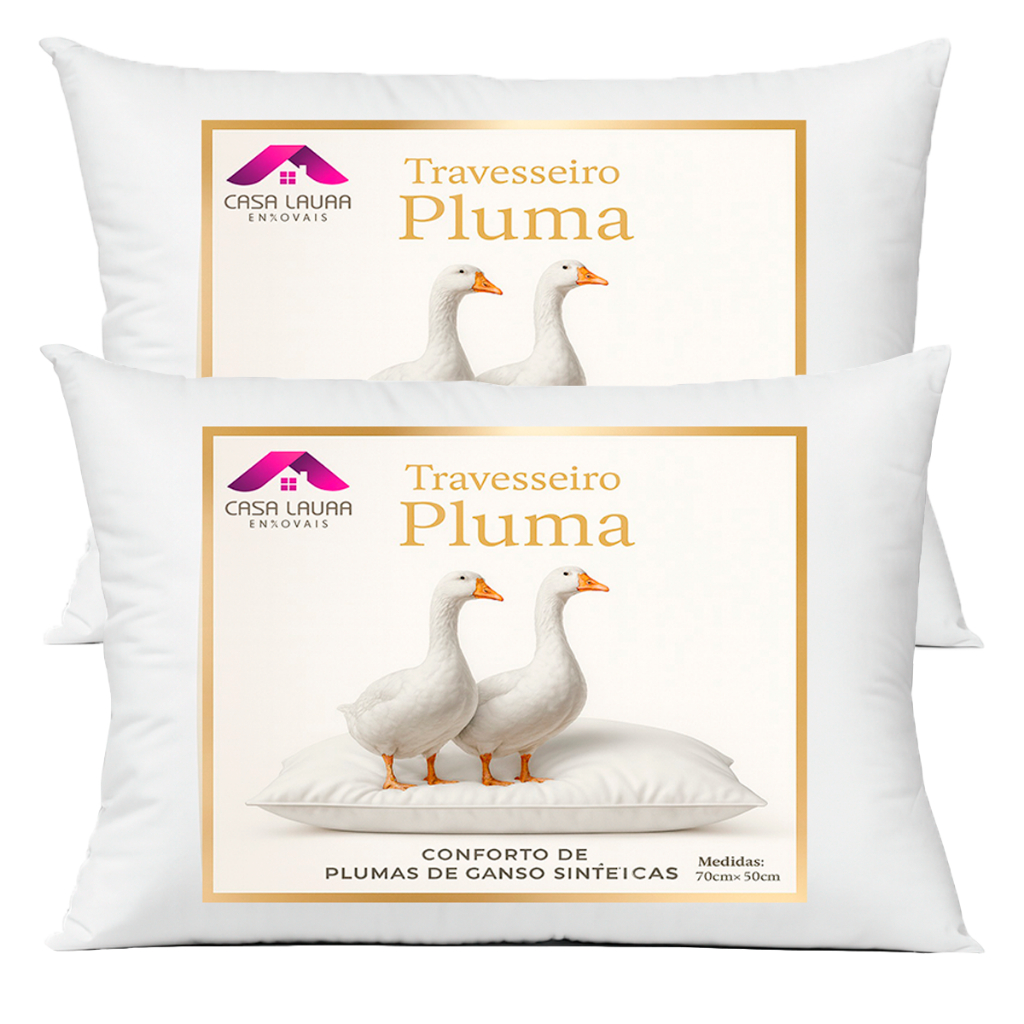 2 Travesseiro Plumas de Ganso Confort Plumas Sintética 70x50 Super Macio Sintético
