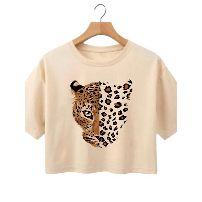 Cropped feminino moda Onça 100% algodão promoção em Oferta na Shopee