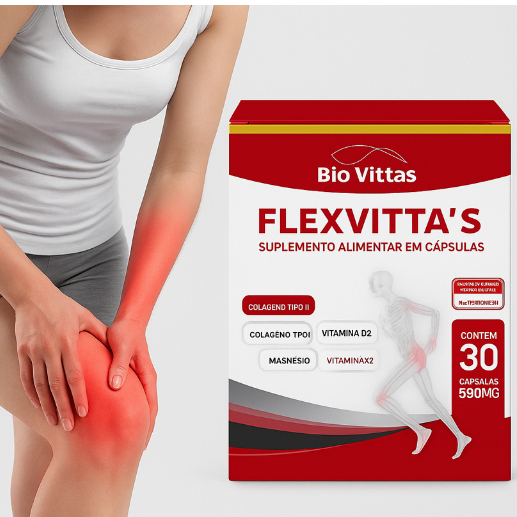 Colageno Tipo2 40mg /D3/K2/ Cálcio e Magnésio - FlexVittas Bio Vittas