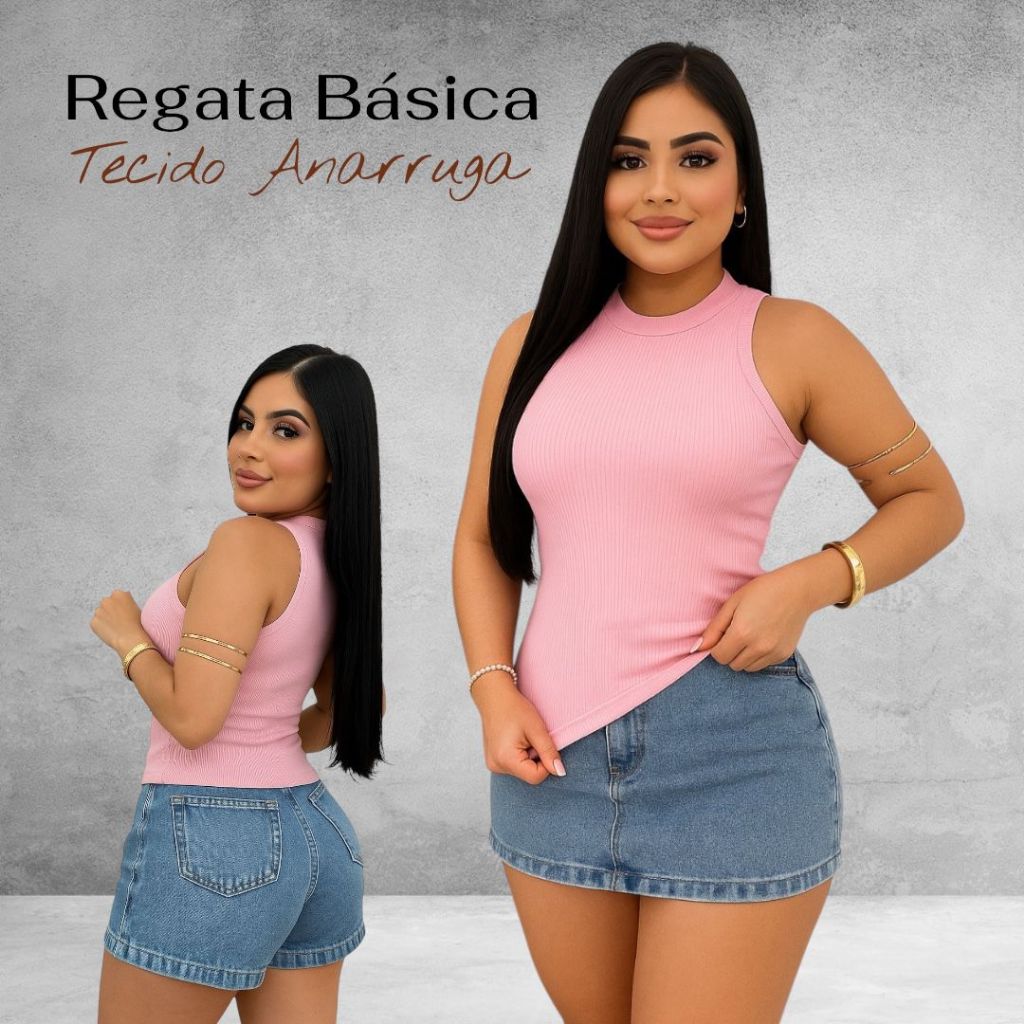 Regata Feminina Básica Anarruga Blusinha Casual Minimalista Regatinha Vintage Moda Feminina -Fashion em Oferta na Shopee