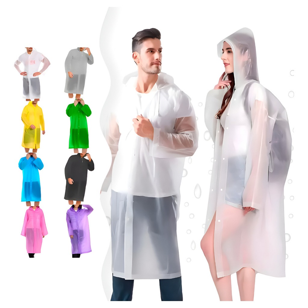 Capa De Chuva Adulto Unissex Reutilizável Resistente Com Capuz Passeio Festas Impermeável