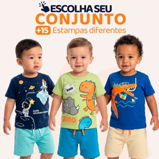 Conjunto Bebê Masculino Menino Infantil Verão Manga Curta Tamanho 1 ao 8 - Roupa para Bebê Masculino L01 em Oferta na Shopee