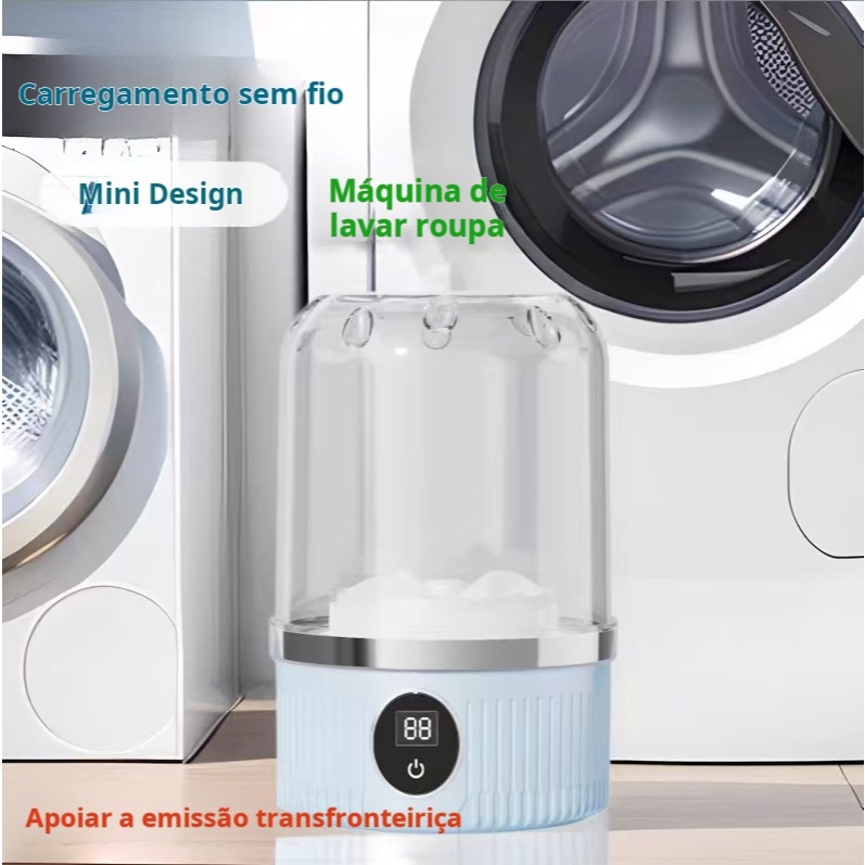 Mini Máquina de Lavar Portátil 1L– Lavadora Compacta para Roupas Íntimas, Meias e calcinha 3000mAh