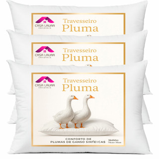 Kit 3 Travesseiro Pluma de Ganso Descanso Antiacaro 70x50cm Luxo Sintético