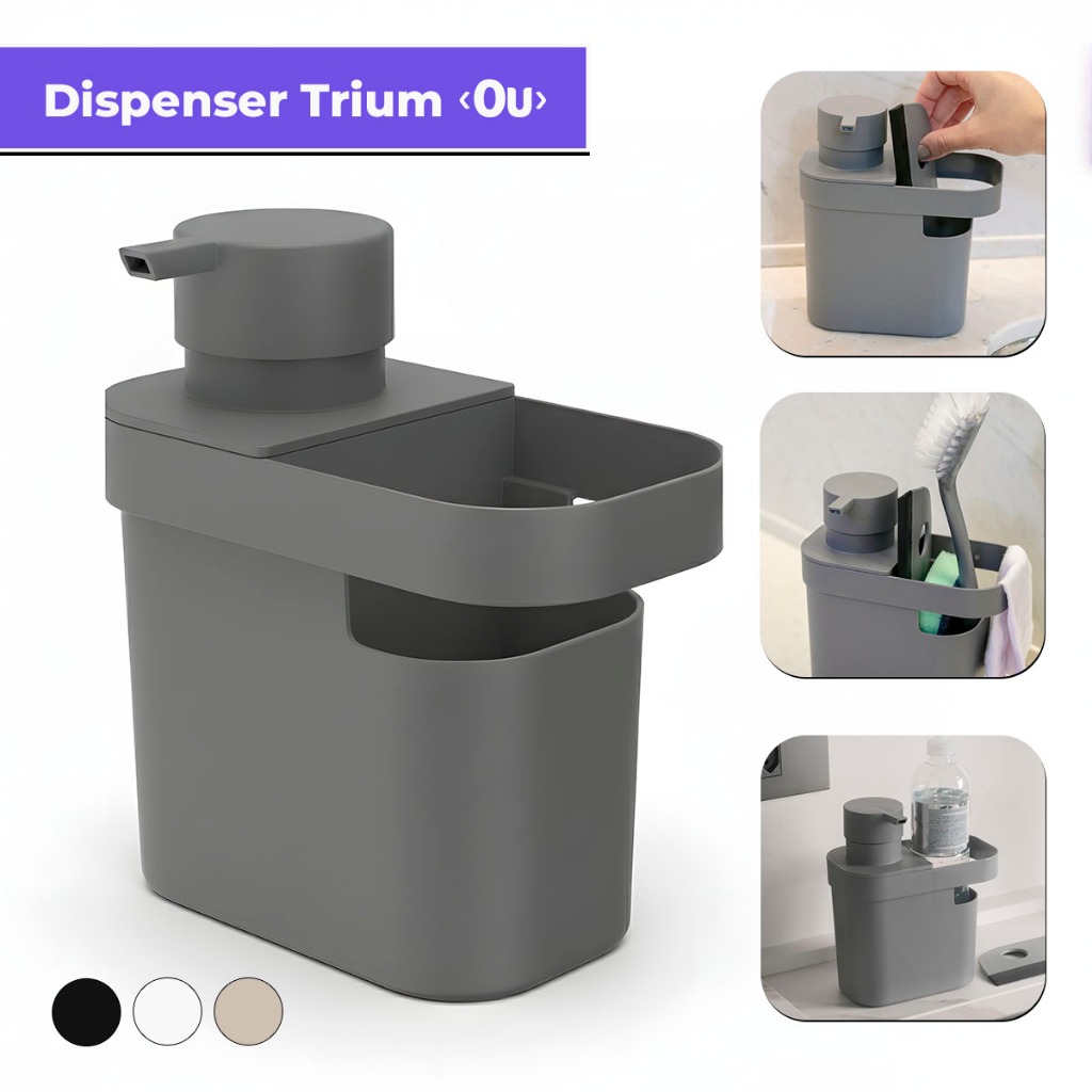 Dispenser Detergente e Esponja 650ml com Organizador de Pia Trium OU em Oferta na Shopee