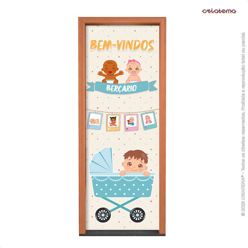 Detalhes do Capa De Porta Decorativa Escolar Berçário Bem Vindo Tecido Com Elástico 0,85x2,10m