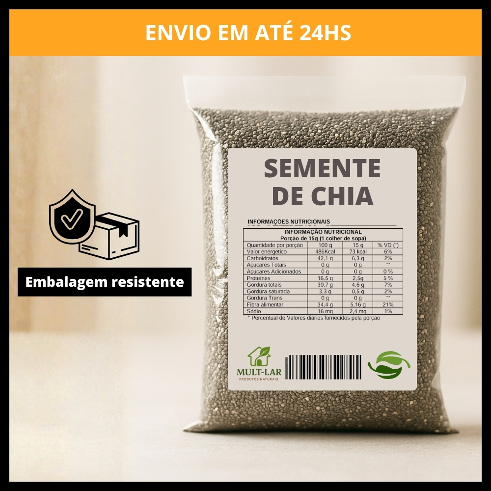 Semente de Chia 100% Natural Sem Glúten