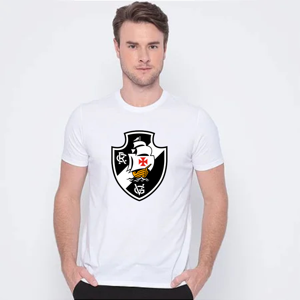 Camisa Masculina Vasco Torcedor Camiseta Time Gigante da Colina Futebol Clube Gola Redonda Algodão
