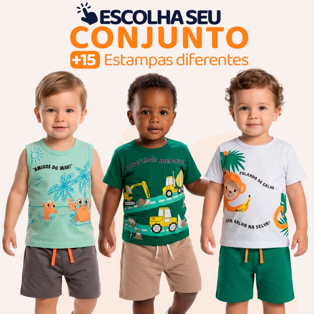 Conjunto Bebê Masculino Menino Infantil Verão Manga Curta Tamanho 1 ao 8 - Roupa para Bebê Masculino Roupa Calor L01 em Oferta na Shopee