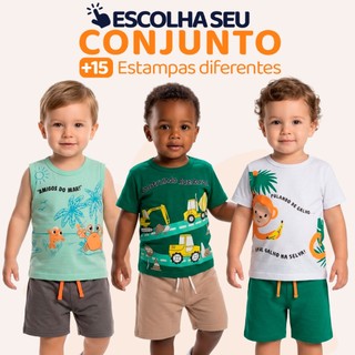 Conjunto Bebê Masculino Menino Infantil Verão Manga Curta Tamanho 1 ao 8 - Roupa para Beb…