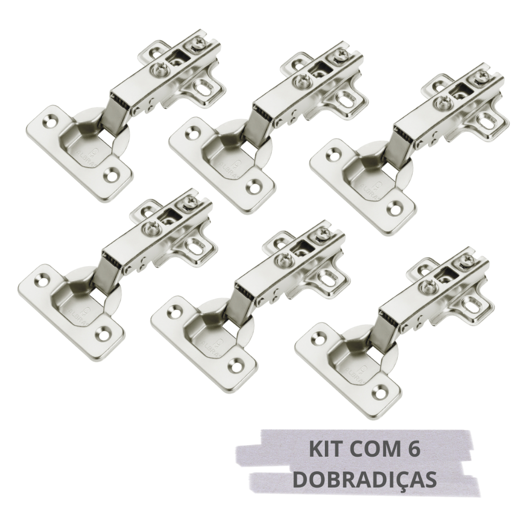 Kit 6 Dobradiças Reta Porta Armário Móveis 35mm em Oferta na Shopee