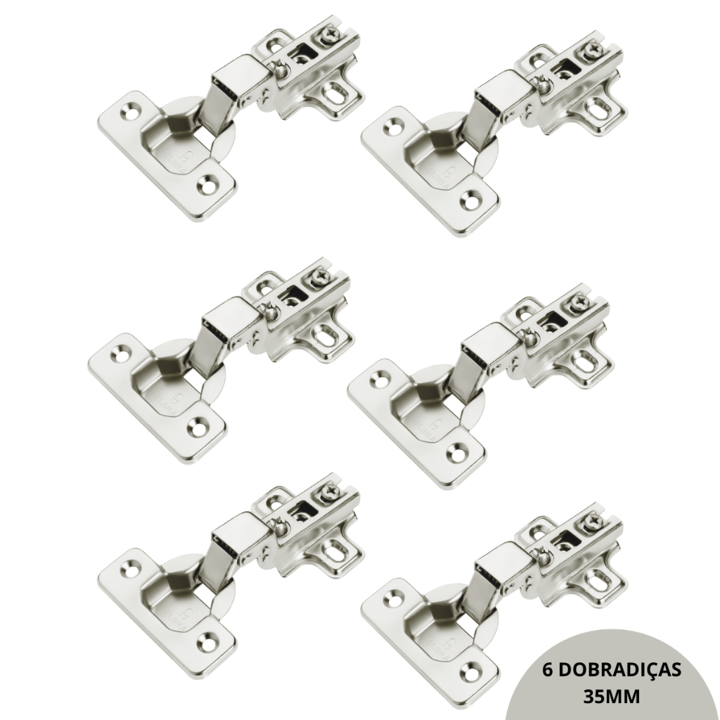 Kit 6 Dobradiça Curva Porta Armário Móveis 35mm em Oferta na Shopee