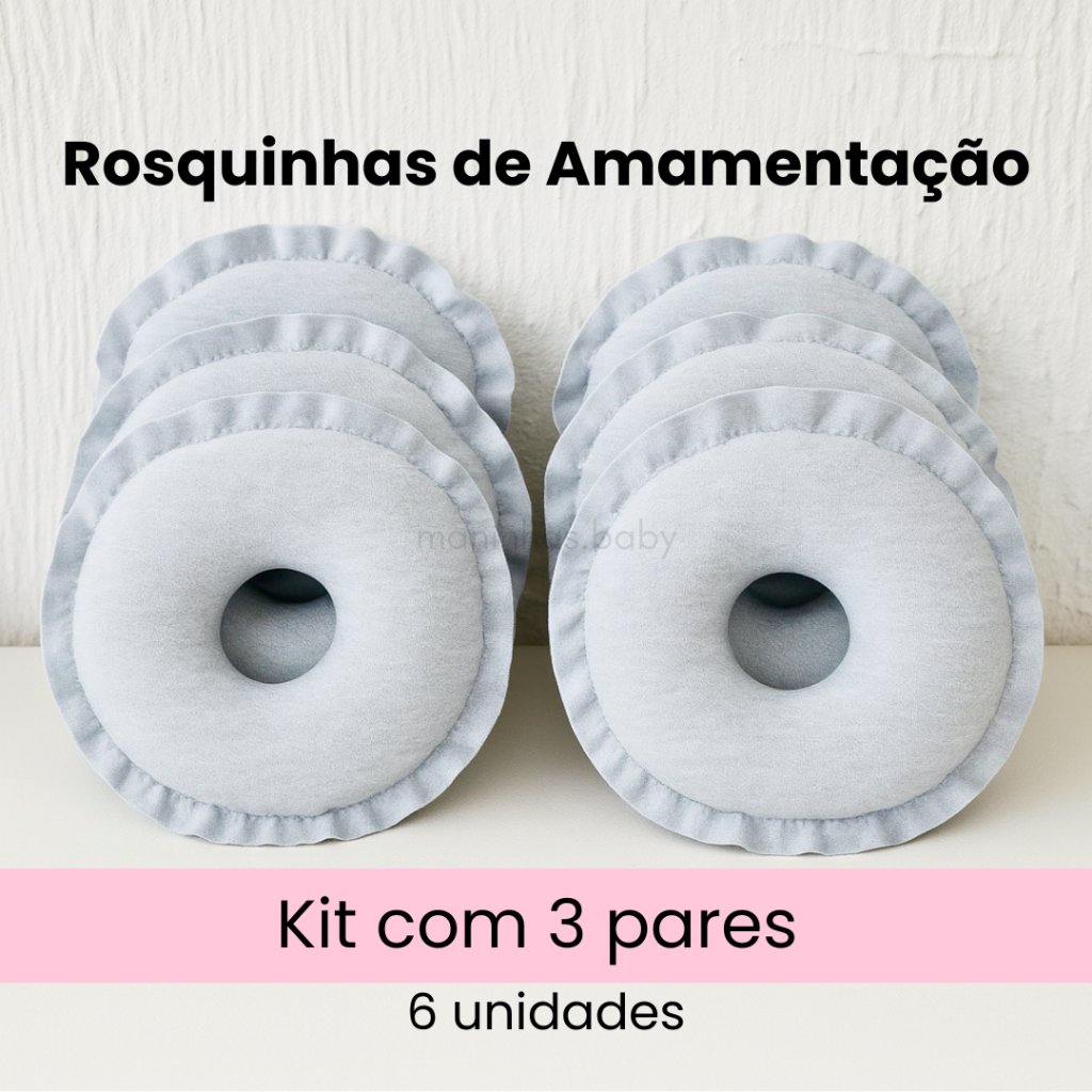 Rosquinha de Seios para Amamentação Lavável e Macia – Kit 3 Pares 6 Unidades