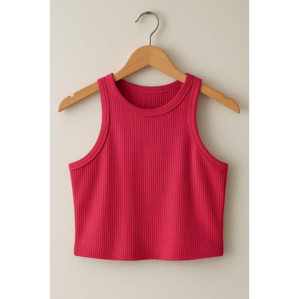 Cropped Feminino Canelado Regatinha Casual Gola Redonda Moda Verão Blogueira Gringa
