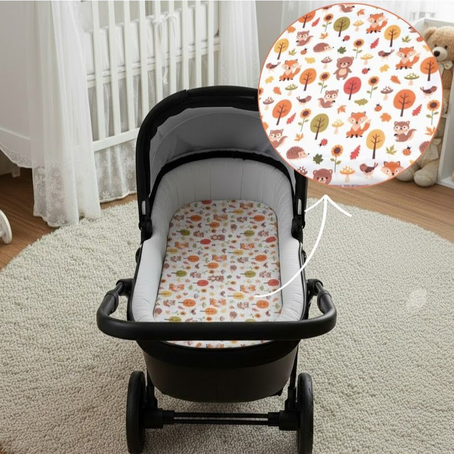 Colchonete Colchão para carrinho de Bebê ou Moisés 67X35cm Percal 400 Fios Super Macio