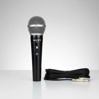 Microfone Com Fio Para Karaoke Palestra Igreja Evento Pastor Palestrante com cabo de 3 Metros Mixer Preto