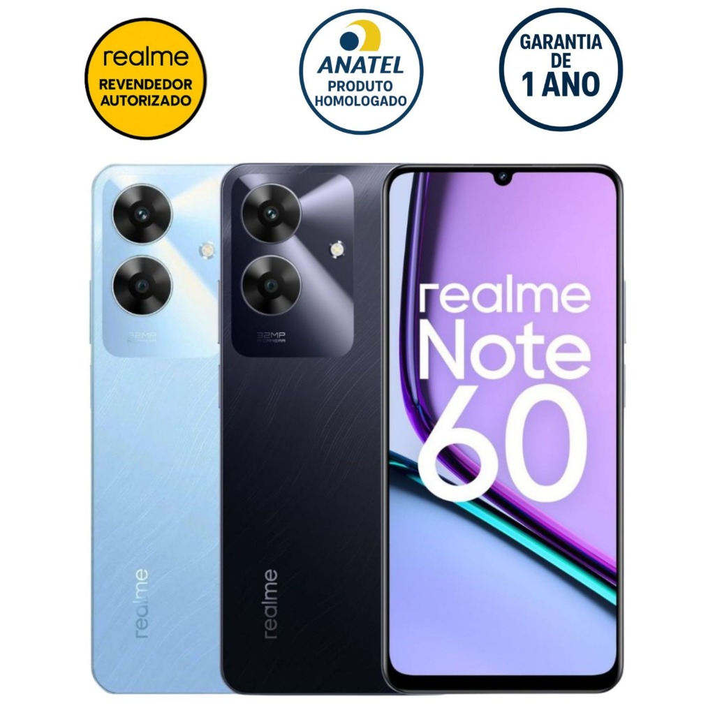 Celular Smartphone Realme Note 60 256/4GB 128GB/4GB 64/3GB 4G Original Lacrado - 1 Ano de Garantia