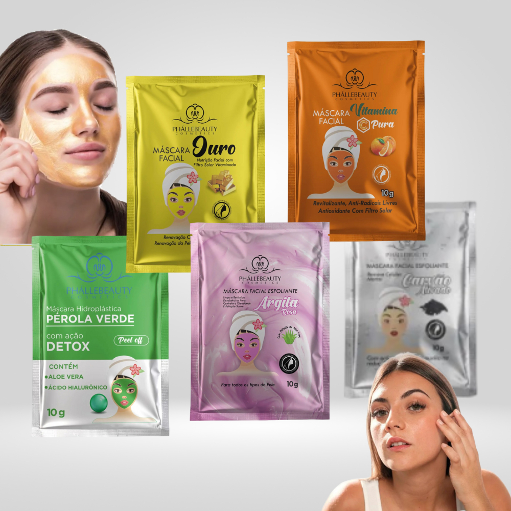 KIT de Máscara Facial - Phallebeauty - Sachê 10g em Oferta na Shopee