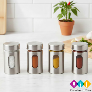 Porta Condimento Para Saleiro Pimenteiro Temperos Aço Inox (1un)