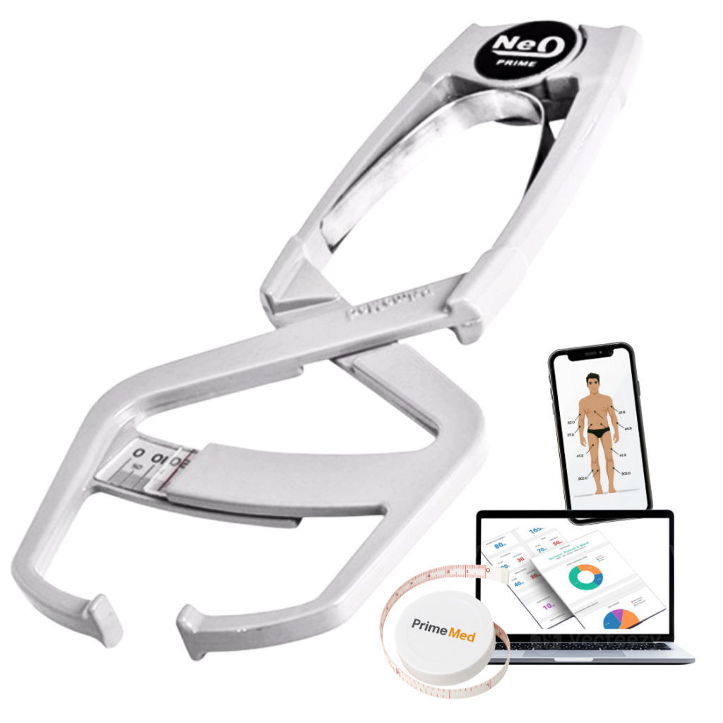 Adipometro Metalico Prata Prime Med - Avaliação Física Profissional - 10 ANOS GARANTIA + APP