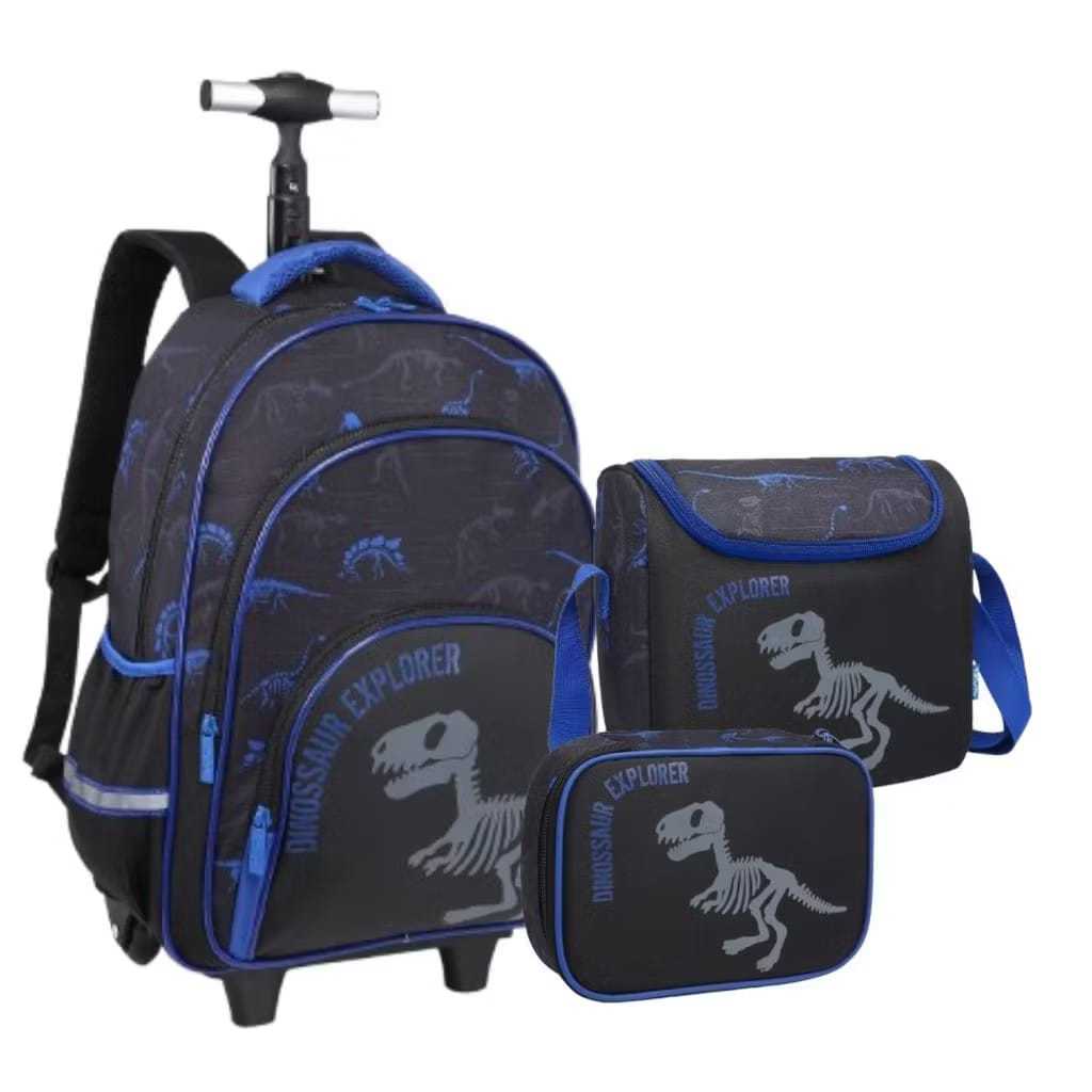 Kit Mochila Rodinha Dinossauro  Estojo E Lancheira 3 peças em Oferta na Shopee