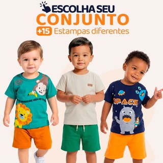 Conjunto Bebê Masculino Menino Infantil Verão Manga Curta Tamanho 1 ao 8 - Roupa de Calor…