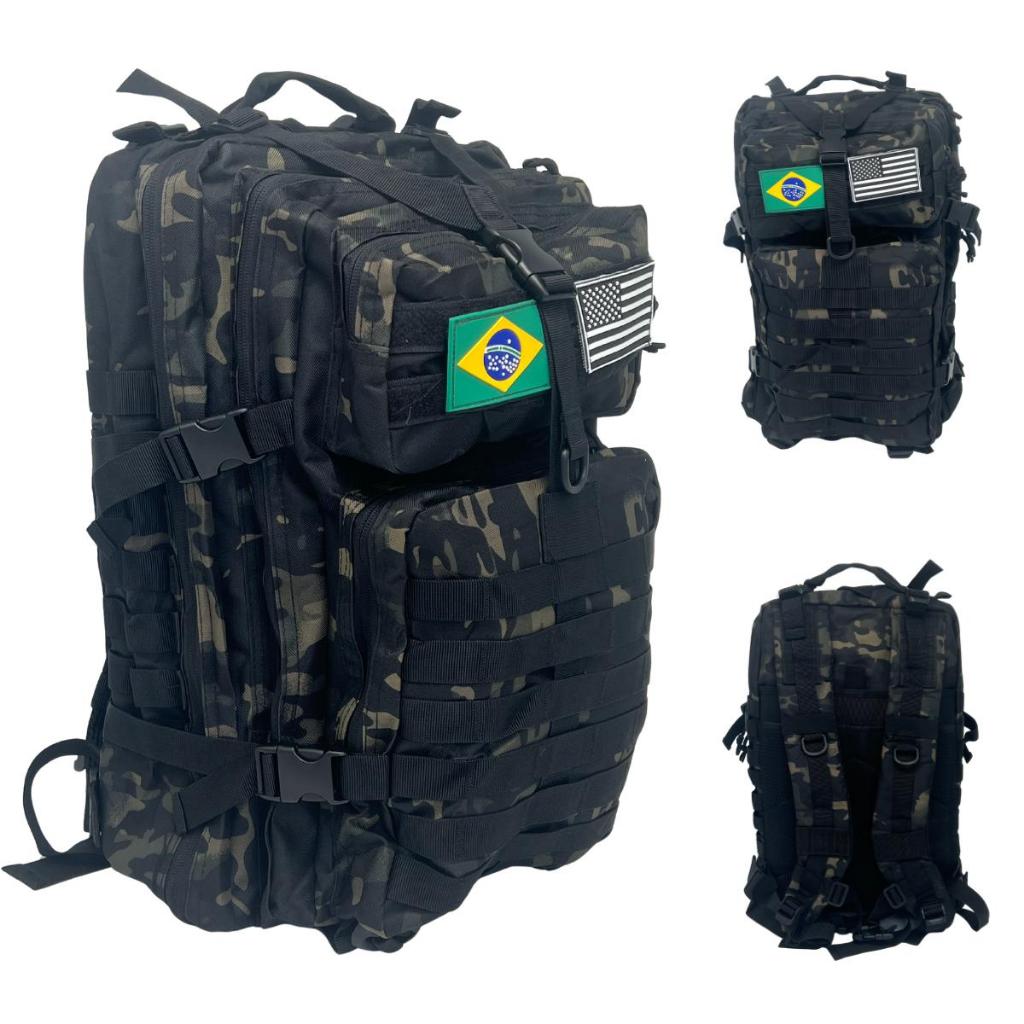 Mochila Tática Militar Impermeável Super Reforçada 30 50 75 90 litros trip camping viagem S/bandeira em Oferta na Shopee