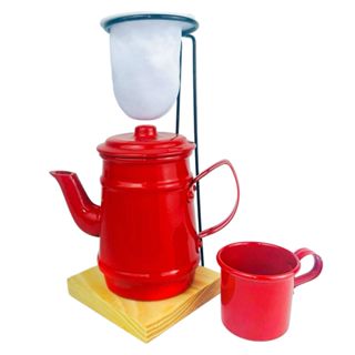 Kit Suporte Coador de Café Base Madeira + Bule + Refil Escolha A Variação em Oferta na Shopee