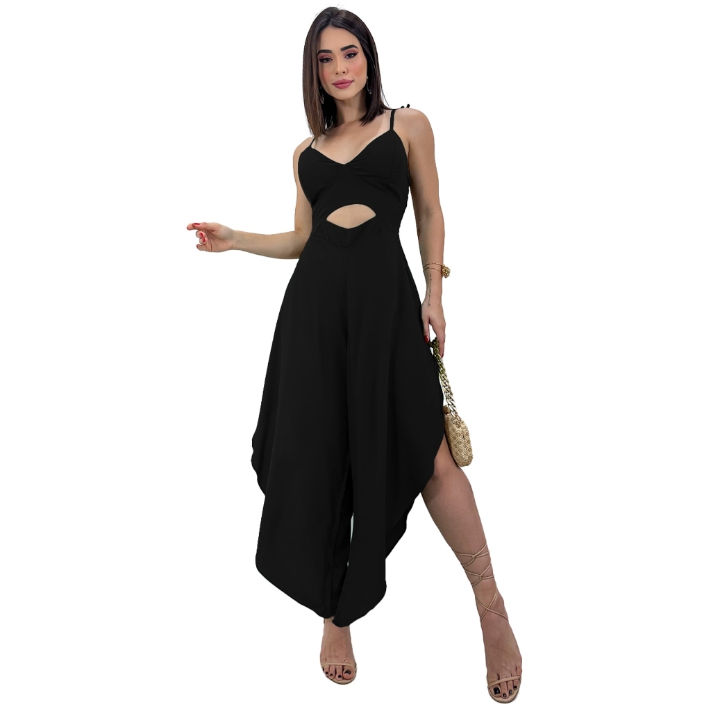 Macacão Longo Viscose Feminino Soltinho Pantacourt Pantalona Alcinha Social Ano Novo 2026 em Oferta na Shopee