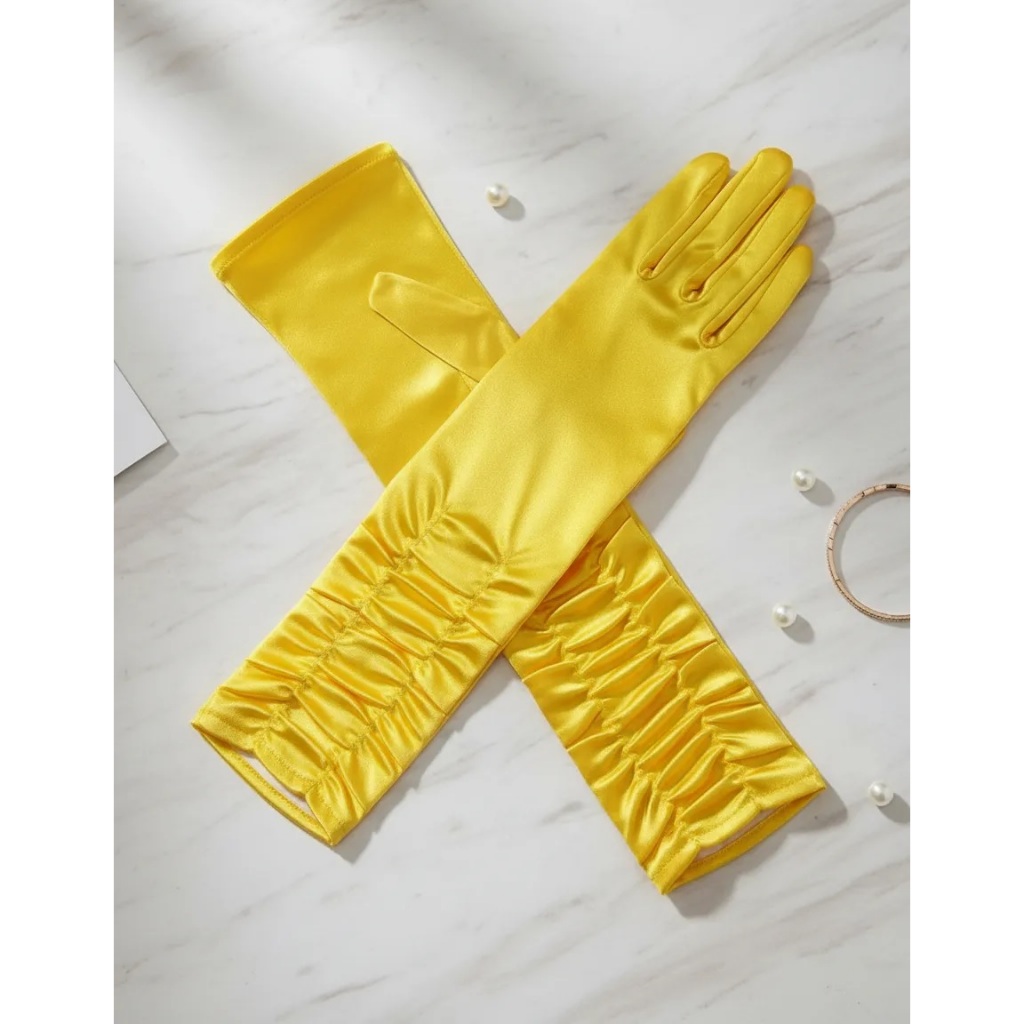 Luva Cetim Drapeada Dourado Retrô Festa Fantasia Anos 60 E 50 em Oferta na Shopee