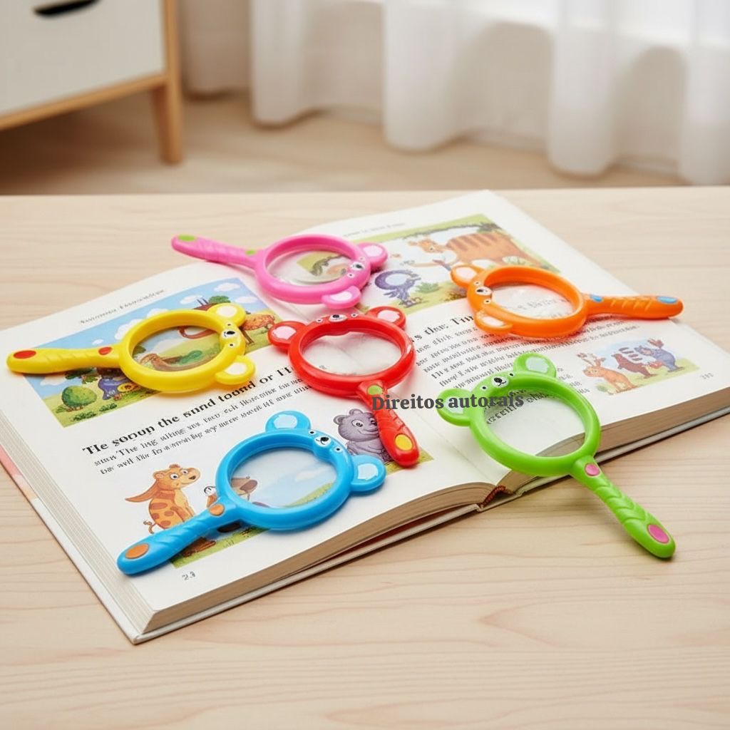 Lupa Infantil Lente de Aumento 3X Para Crianças Desing Fofo Lente 60mm