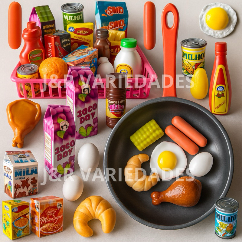 Brinquedos Menina Menino Kit 31 Pcs Comidinha Cozinha Infantil Mercadinho Frutas Panelinhas Comidas