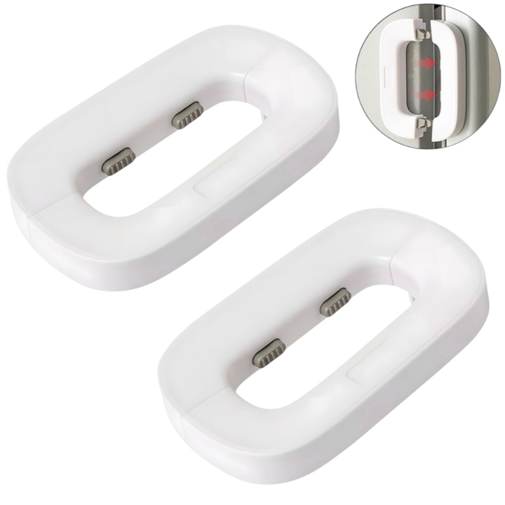 Kit 2 Travas Segurança Com Botões Portas Geladeira Armários