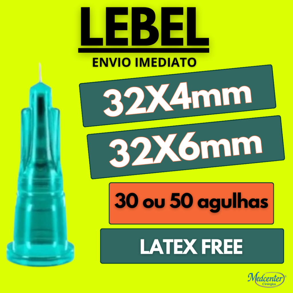 Agulha de Lebel 32Gx4mm e 32Gx6mm Pacote c/30 unidades - Agulha p/ Botox, mesoterapia - Sol M