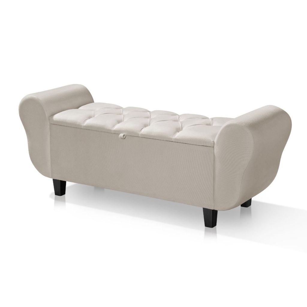 Recamier com Braço e Baú Quarto Moderno Retrô Decorativo Solteiro 100cm