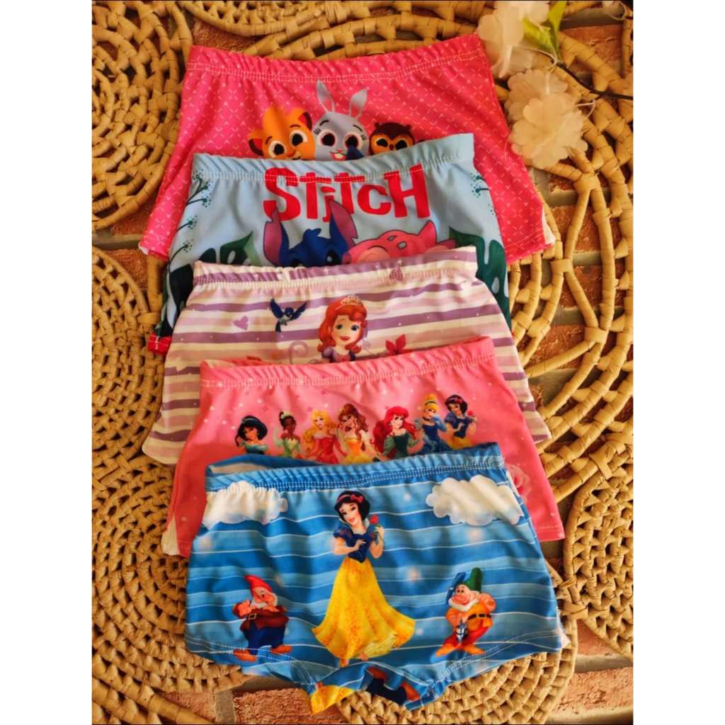 Calcinha Box Boxer Infantil Estampada Personagens Menina Tamanho Único (3 a 6 anos) Microfibra