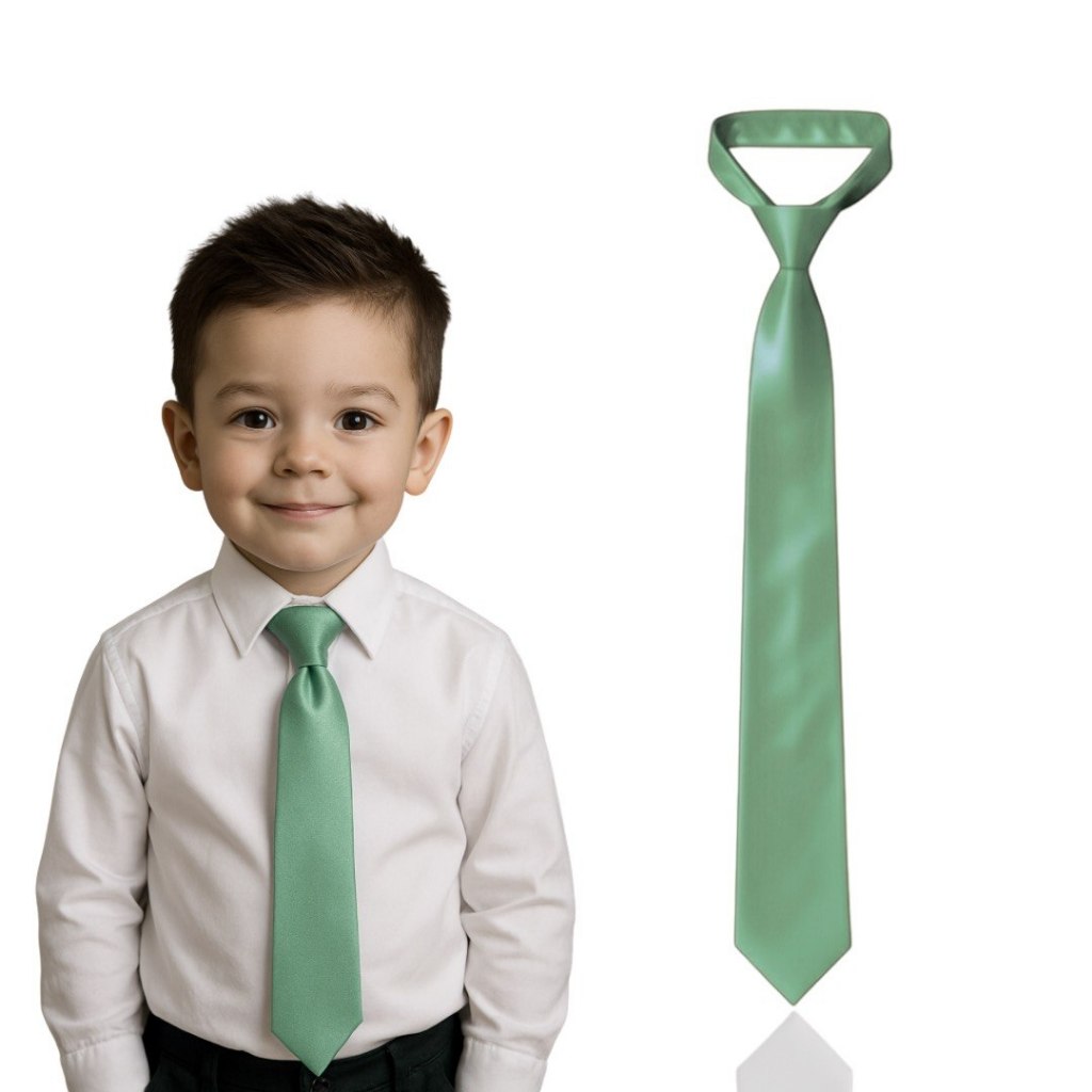 Gravata Slim Social Infantil Verde Malta e Mais Cores Poliéster C/Nó Pronto e Zíper Pajem Festa Batizado Mêsversário em Oferta na Shopee