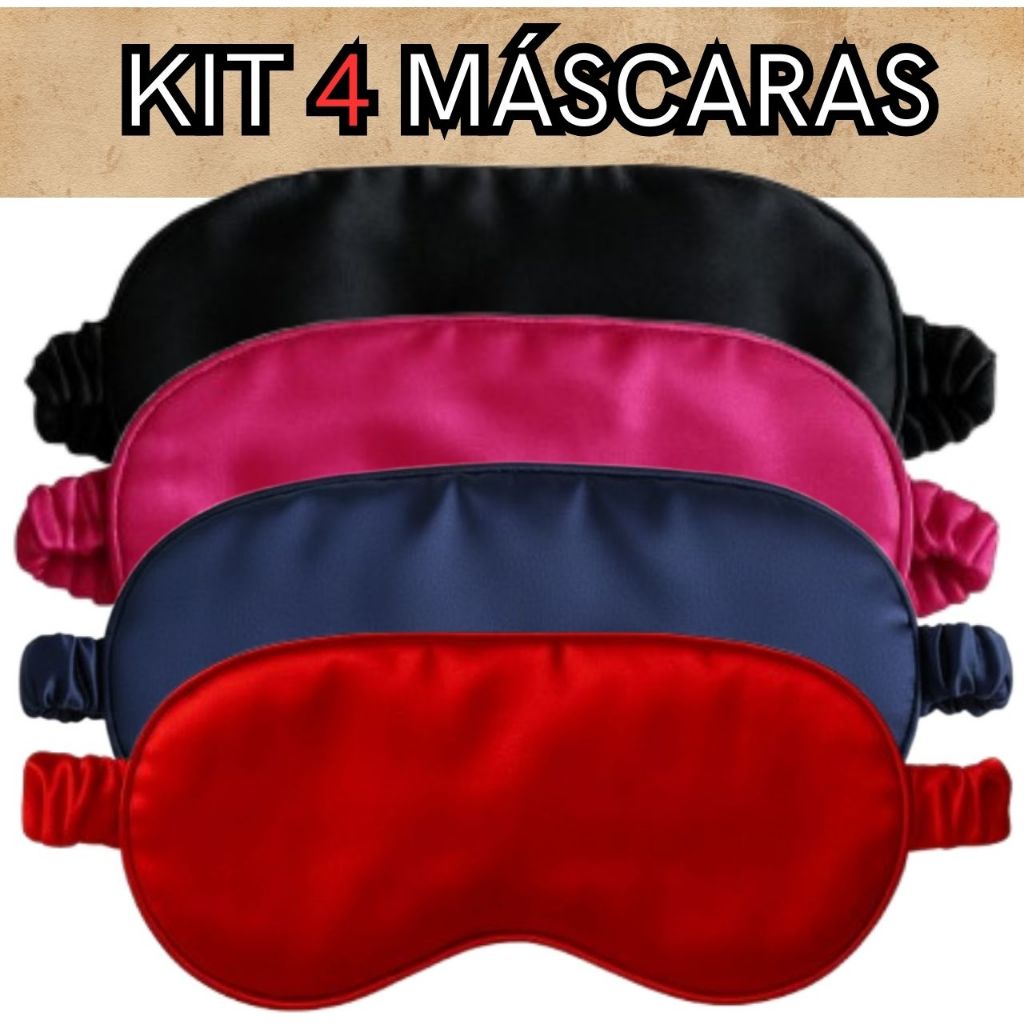 KIT 4 Mascara Tapa Olho de Dormir / Mascara de Descanso de cetim com cores lindas